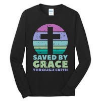 Cross Saved By Grace God Jesus Christian Tall Long Sleeve T-Shirt