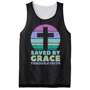 Cross Saved By Grace God Jesus Christian Mesh Reversible Basketball Jersey Tank