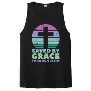 Cross Saved By Grace God Jesus Christian PosiCharge Competitor Tank