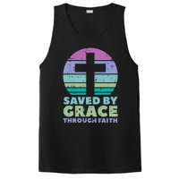 Cross Saved By Grace God Jesus Christian PosiCharge Competitor Tank