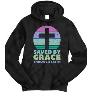 Cross Saved By Grace God Jesus Christian Tie Dye Hoodie