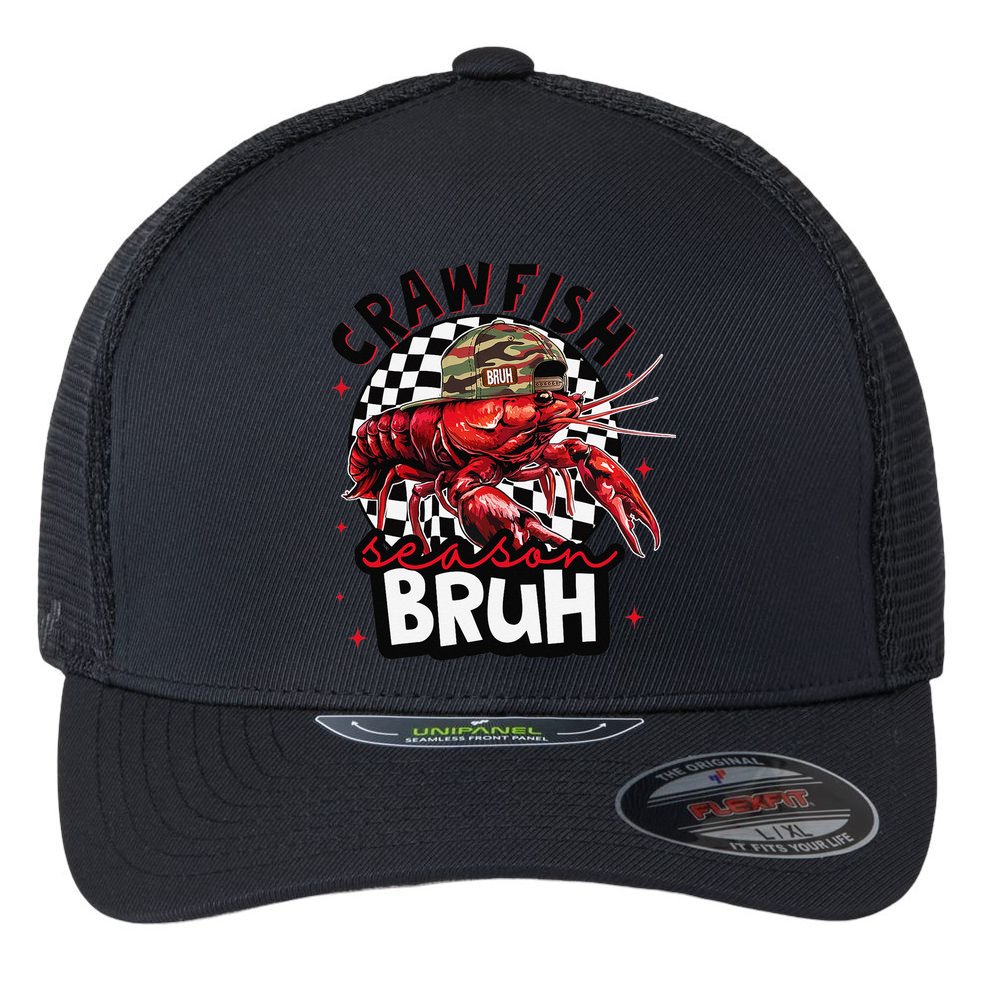 Crawfish Season Bruh Funny Crawfish Hat Crawfish Preppy Gift Flexfit Unipanel Trucker Cap