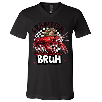 Crawfish Season Bruh Funny Crawfish Hat Crawfish Preppy Gift V-Neck T-Shirt