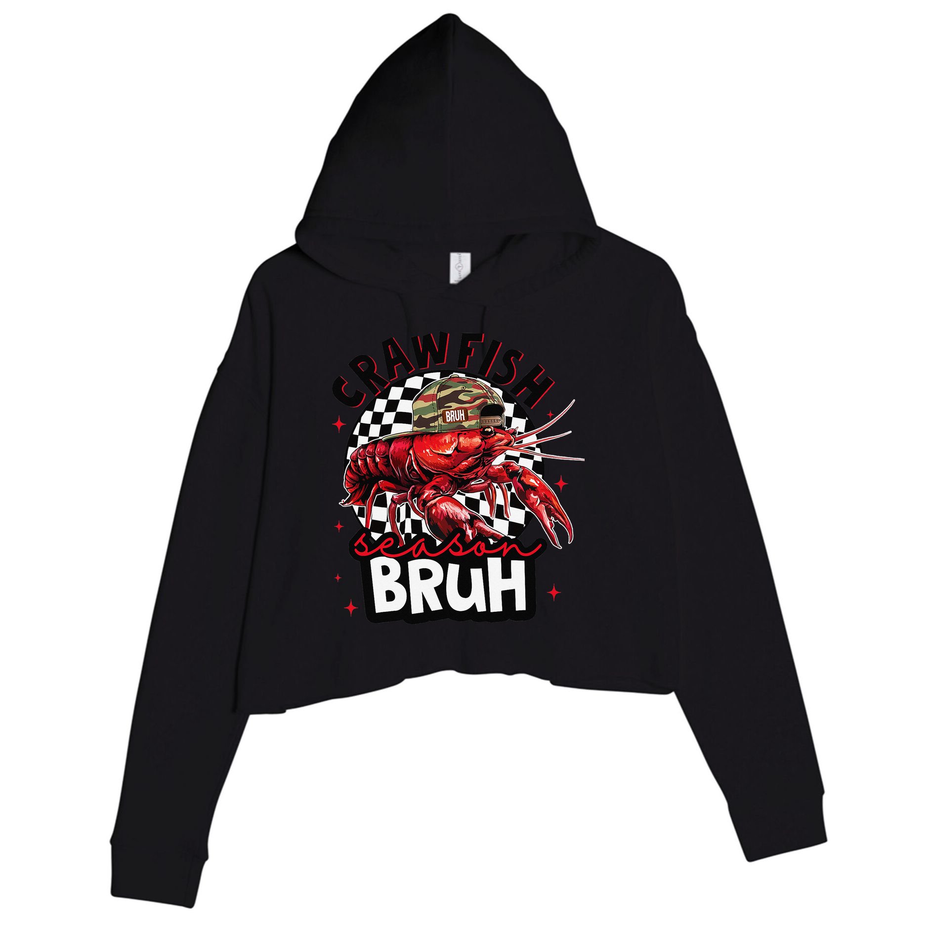 Crawfish Season Bruh Funny Crawfish Hat Crawfish Preppy Gift Crop Fleece Hoodie