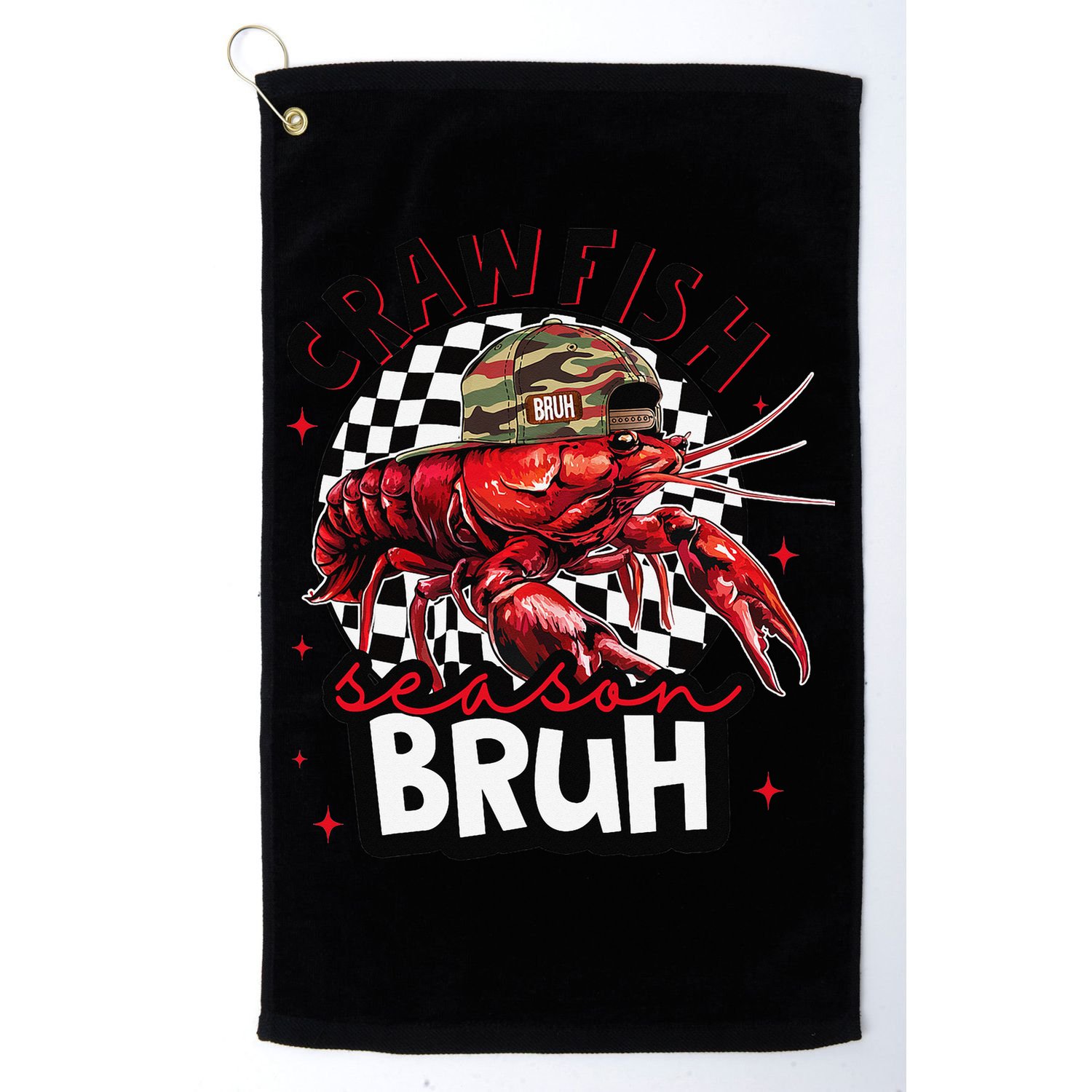 Crawfish Season Bruh Funny Crawfish Hat Crawfish Preppy Gift Golf Towel