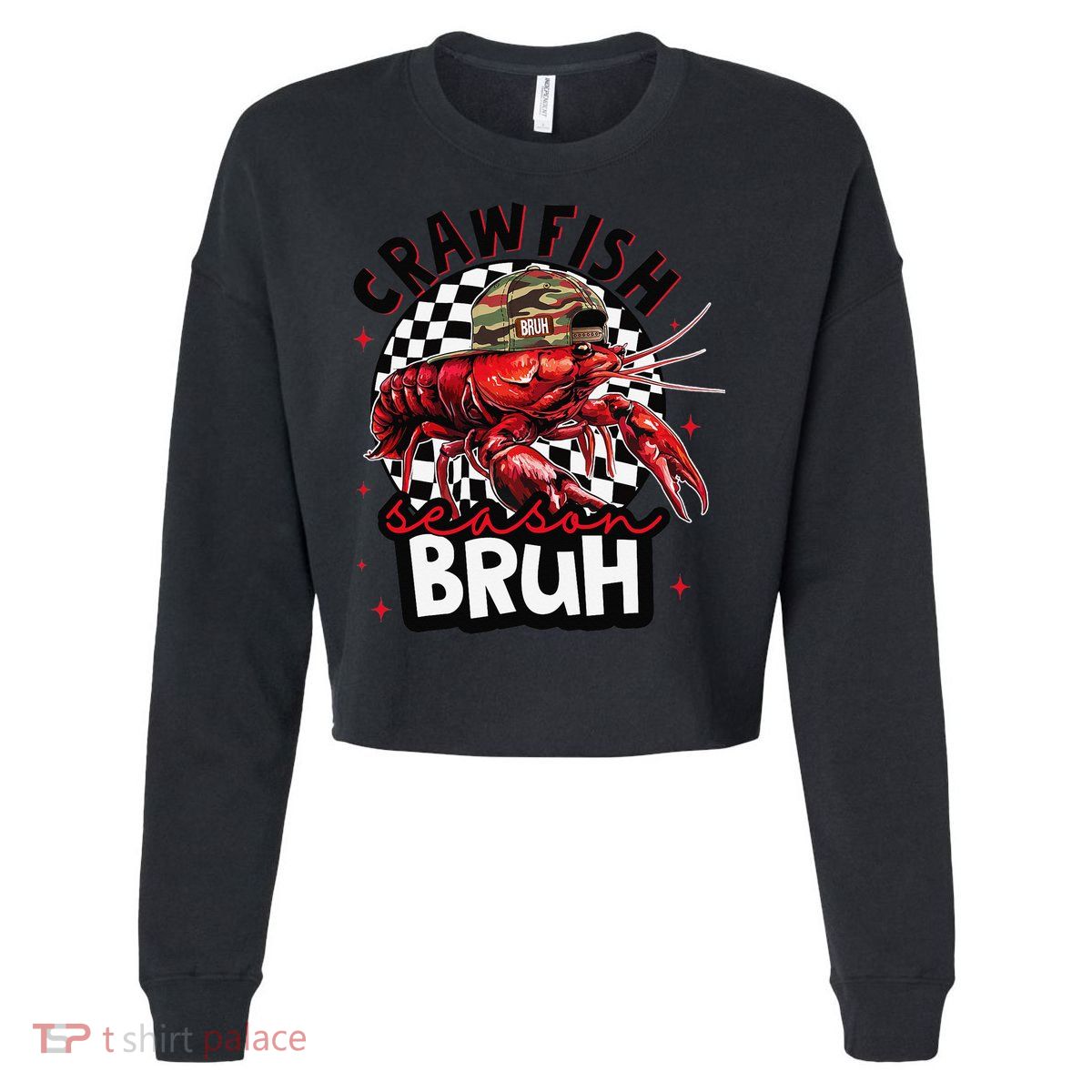 Crawfish Season Bruh Funny Crawfish Hat Crawfish Preppy Gift Cropped Pullover Crew