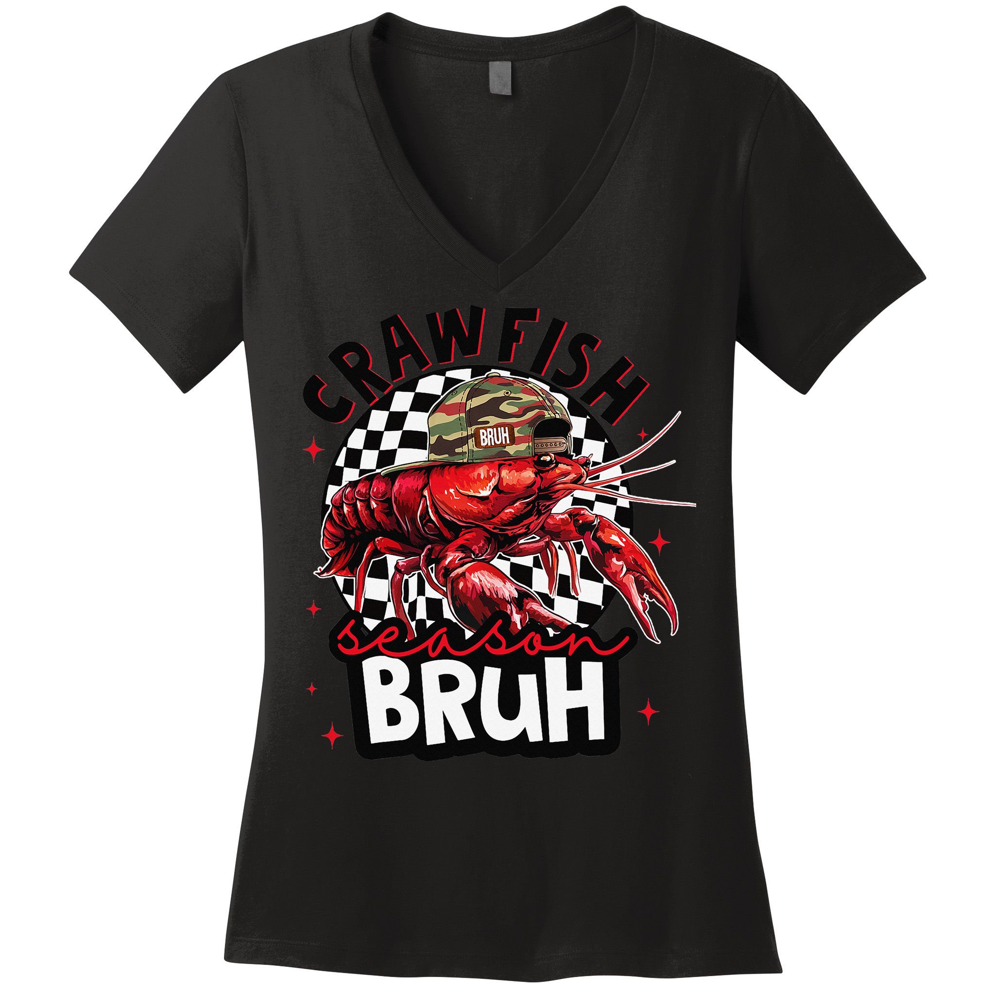 Crawfish Season Bruh Funny Crawfish Hat Crawfish Preppy Gift Women's V-Neck T-Shirt