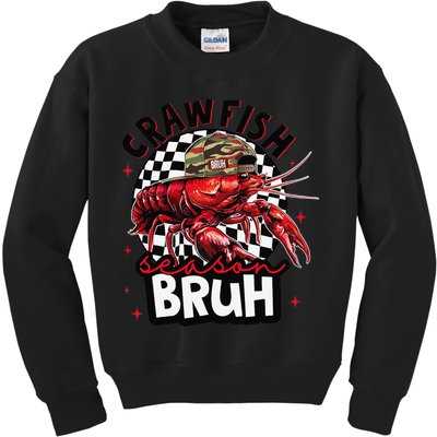 Crawfish Season Bruh Funny Crawfish Hat Crawfish Preppy Gift Kids Sweatshirt