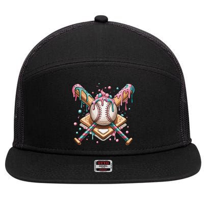 Cool Sport Baseball Home Plate Drip With Sprinkles Drip 7 Panel Mesh Trucker Snapback Hat
