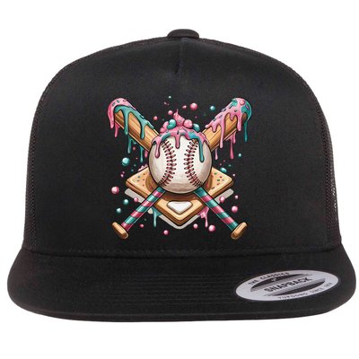 Cool Sport Baseball Home Plate Drip With Sprinkles Drip Flatbill Hat