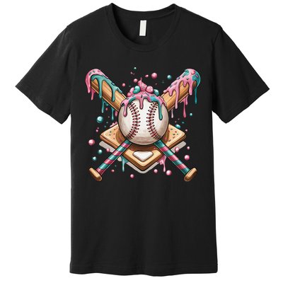 Cool Sport Baseball Home Plate Drip With Sprinkles Drip Premium T-Shirt