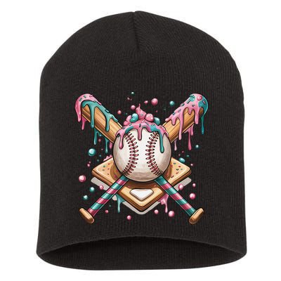 Cool Sport Baseball Home Plate Drip With Sprinkles Drip Short Acrylic Beanie