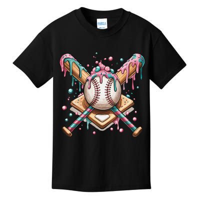 Cool Sport Baseball Home Plate Drip With Sprinkles Drip Kids T-Shirt