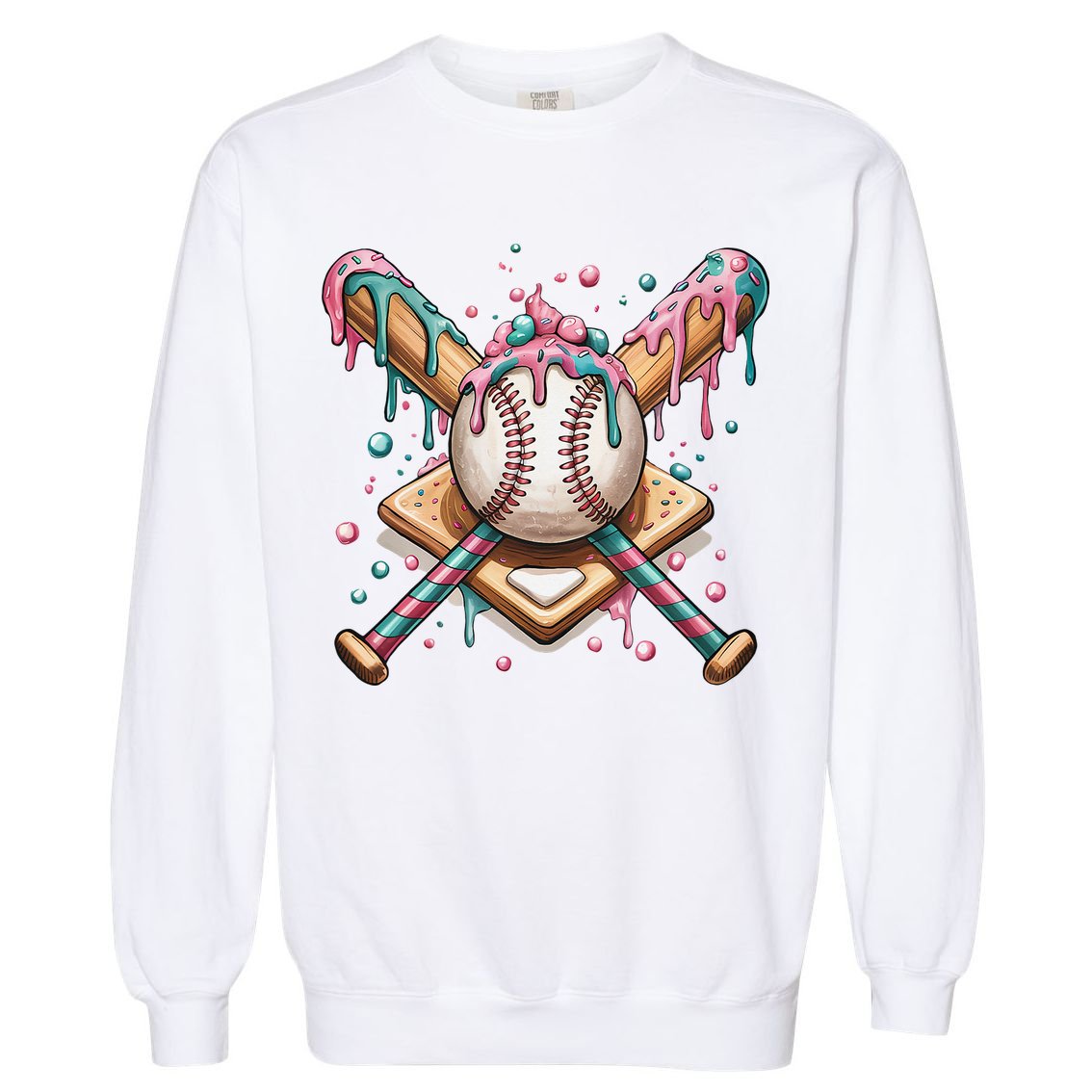 Cool Sport Baseball Home Plate Drip With Sprinkles Drip Garment-Dyed Sweatshirt