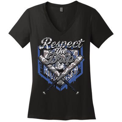 Cool Sport Baseball Home Camo Plate Drip With Sprinkles Women's V-Neck T-Shirt
