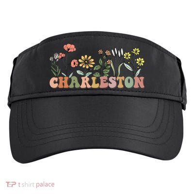 Charleston SC Bachelorette Vintage 70s Retro Wildflowers Adult Drive Performance Visor