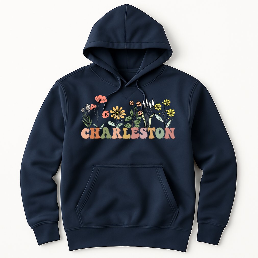 Charleston SC Bachelorette Vintage 70s Retro Wildflowers Hoodie