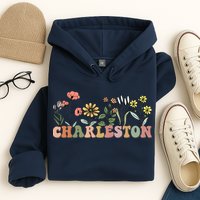 Charleston SC Bachelorette Vintage 70s Retro Wildflowers Hoodie