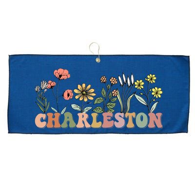 Charleston SC Bachelorette Vintage 70s Retro Wildflowers Large Microfiber Waffle Golf Towel