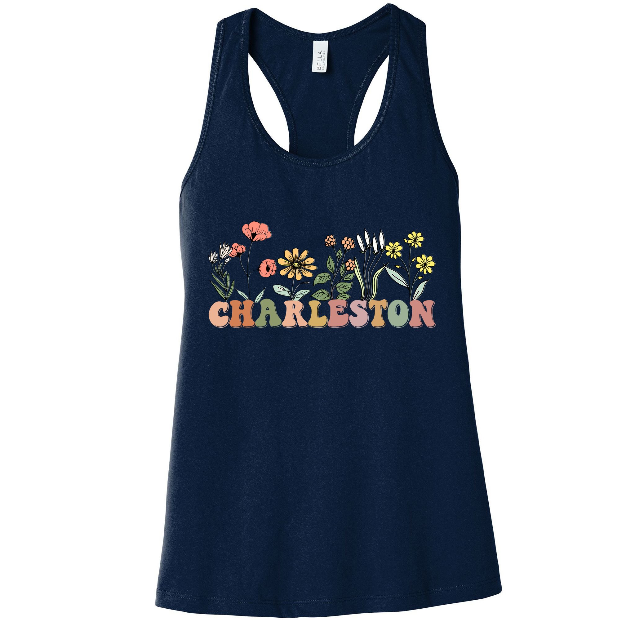 Charleston SC Bachelorette Vintage 70s Retro Wildflowers Womens Tank Top