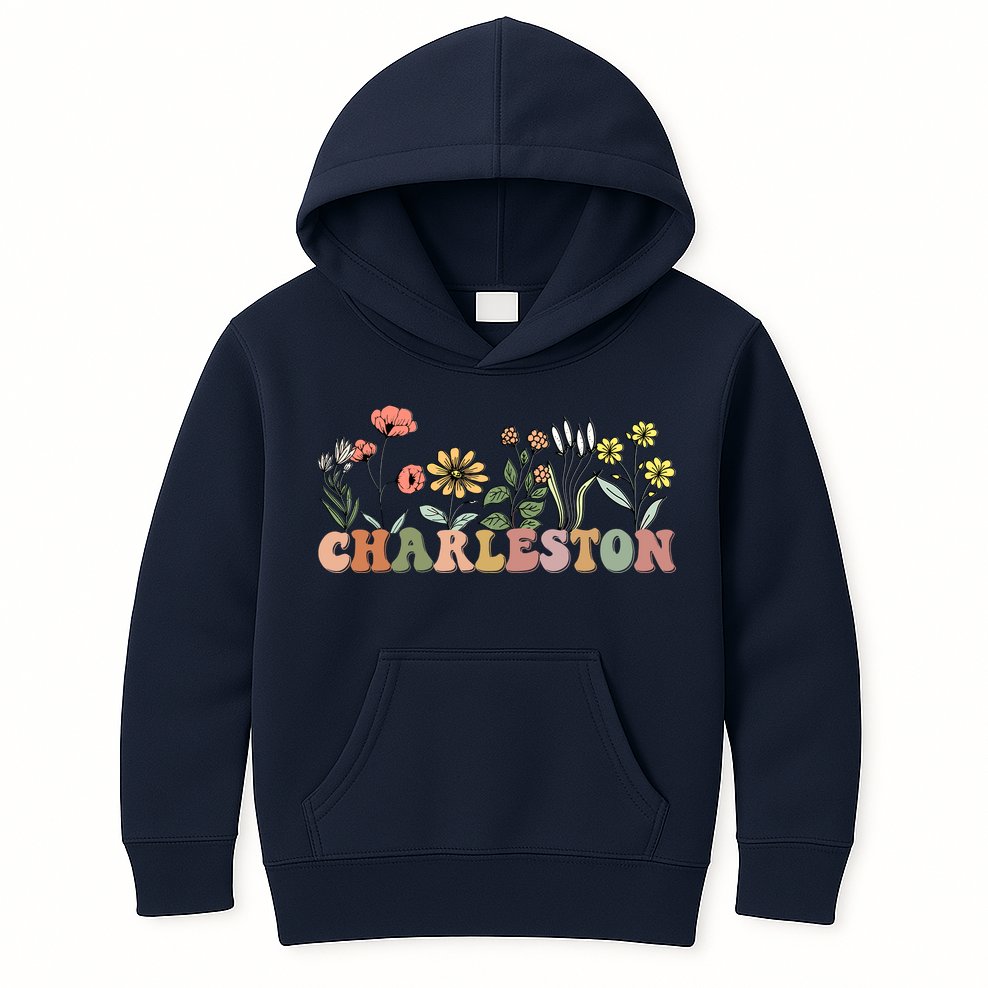 Charleston SC Bachelorette Vintage 70s Retro Wildflowers Kids Hoodie