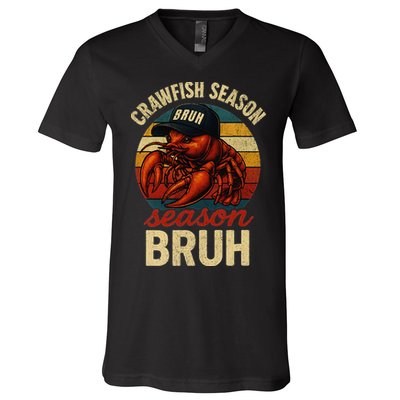 Crawfish Season Bruh Crawfish Seafood Festival Retro Sunset Gift V-Neck T-Shirt