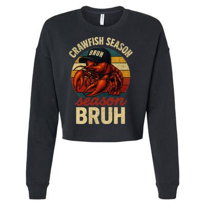 Crawfish Season Bruh Crawfish Seafood Festival Retro Sunset Gift Cropped Pullover Crew