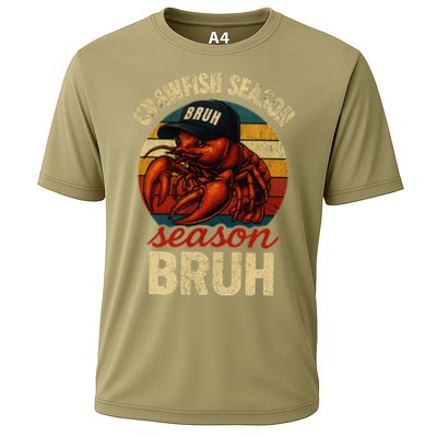 Crawfish Season Bruh Crawfish Seafood Festival Retro Sunset Gift Cooling Performance Crew T-Shirt
