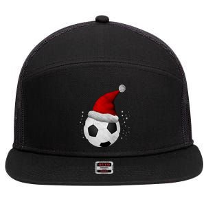 Christmas Soccer Ball Santa Hat Funny Sport Xmas Boys Great Gift 7 Panel Mesh Trucker Snapback Hat