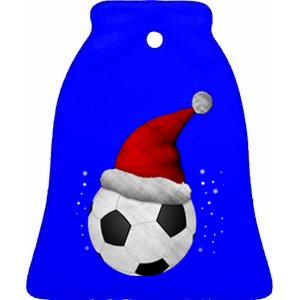 Christmas Soccer Ball Santa Hat Funny Sport Xmas Boys Great Gift Ceramic Bell Ornament