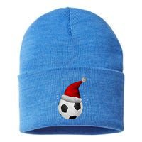 Christmas Soccer Ball Santa Hat Funny Sport Xmas Boys Great Gift Sustainable Knit Beanie