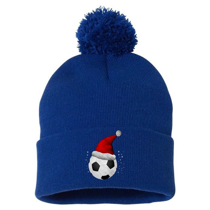 Christmas Soccer Ball Santa Hat Funny Sport Xmas Boys Great Gift Pom Pom 12in Knit Beanie