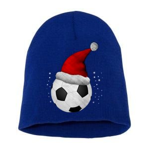 Christmas Soccer Ball Santa Hat Funny Sport Xmas Boys Great Gift Short Acrylic Beanie