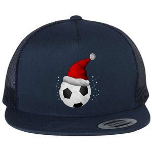 Christmas Soccer Ball Santa Hat Funny Sport Xmas Boys Great Gift Flat Bill Trucker Hat