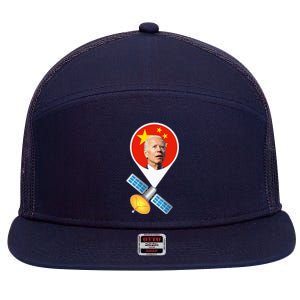 Chinese Satellite Balloon Joe Biden 7 Panel Mesh Trucker Snapback Hat