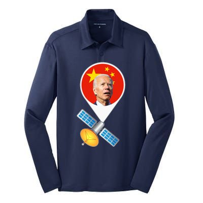 Chinese Satellite Balloon Joe Biden Silk Touch Performance Long Sleeve Polo