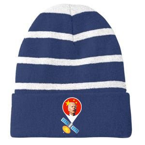 Chinese Satellite Balloon Joe Biden Striped Beanie with Solid Band