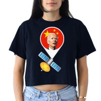 Chinese Satellite Balloon Joe Biden Women's Crop Top Tee