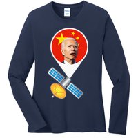 Chinese Satellite Balloon Joe Biden Ladies Long Sleeve Shirt