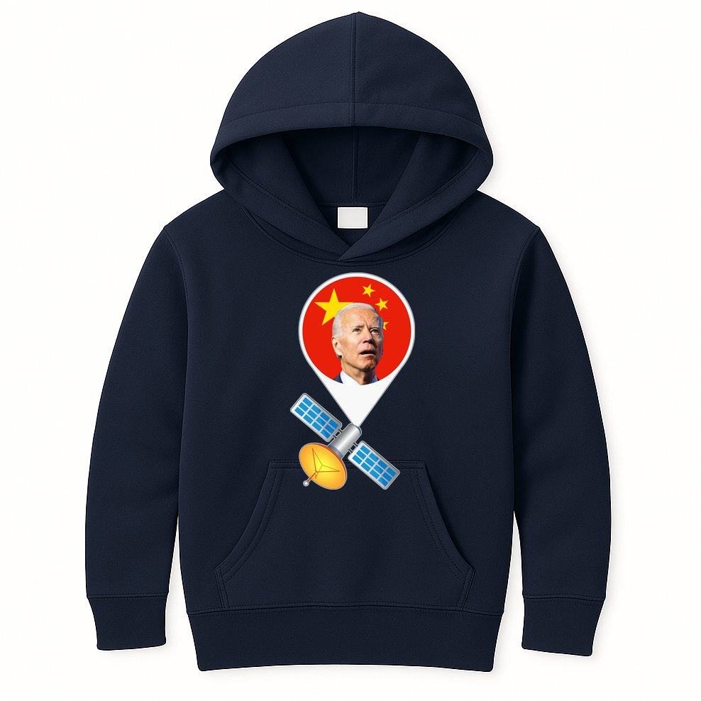 Chinese Satellite Balloon Joe Biden Kids Hoodie