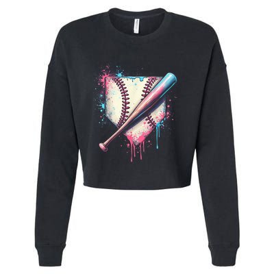 Cool Sport Baseball Plate Drip Home With Sprinkles Drip Cropped Pullover Crew