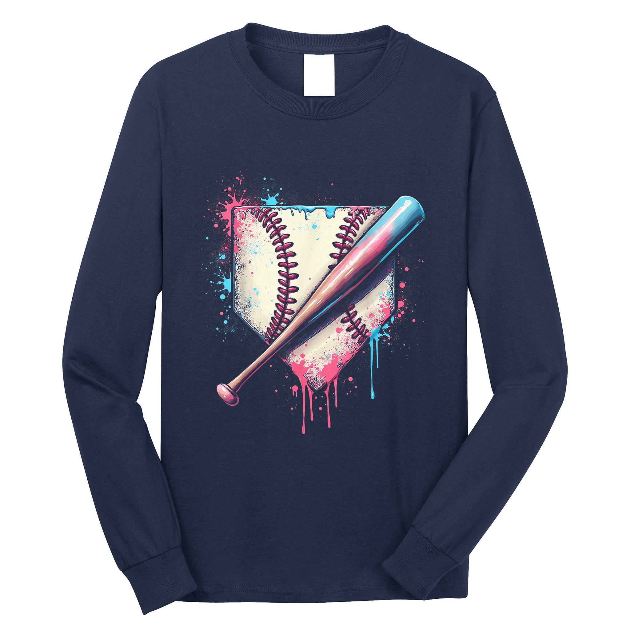 Cool Sport Baseball Plate Drip Home With Sprinkles Drip Long Sleeve Shirt