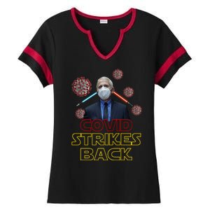 Covid Strikes Back Dr Fauci Funny Ladies Halftime Notch Neck Tee