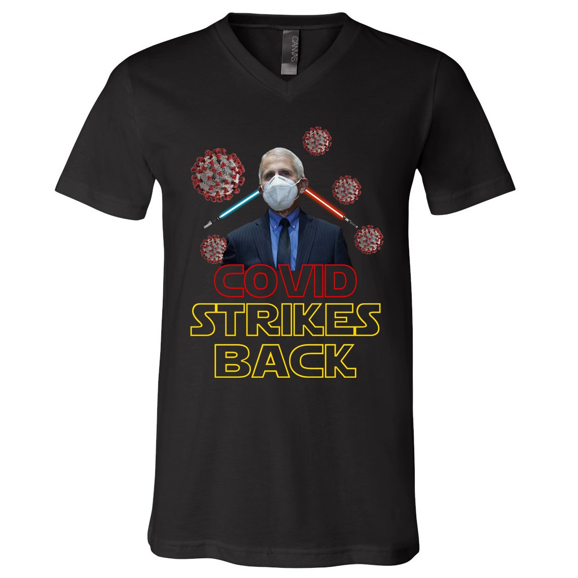 Covid Strikes Back Dr Fauci Funny V-Neck T-Shirt