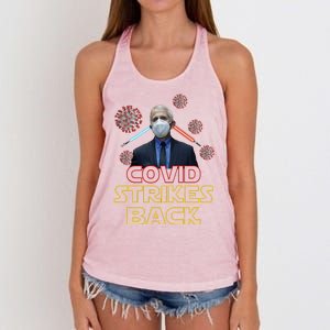 Covid Strikes Back Dr Fauci Funny Women's Knotted Racerback Tank