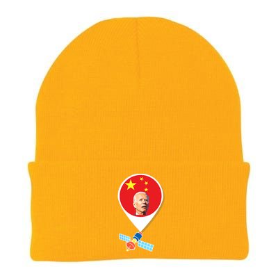 Chinese Spy Balloon Funny Surveillance Joe Biden China Flag Knit Cap Winter Beanie