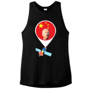 Chinese Spy Balloon Funny Surveillance Joe Biden China Flag Ladies PosiCharge Tri-Blend Wicking Tank