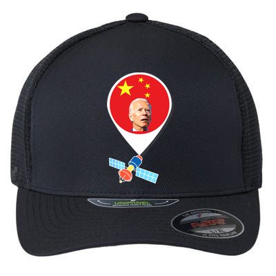 Chinese Spy Balloon Funny Surveillance Joe Biden China Flag Flexfit Unipanel Trucker Cap