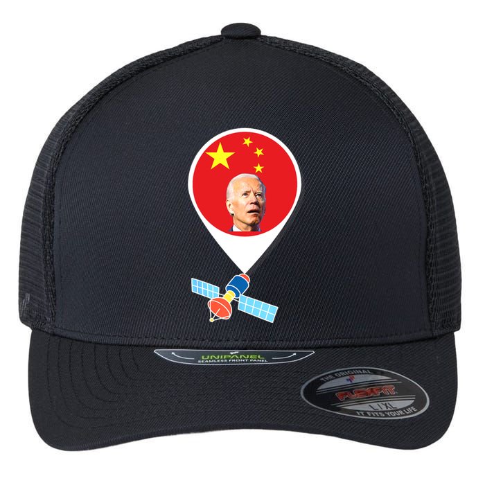 Chinese Spy Balloon Funny Surveillance Joe Biden China Flag Flexfit Unipanel Trucker Cap