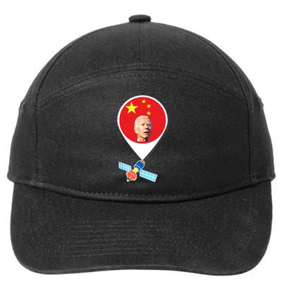 Chinese Spy Balloon Funny Surveillance Joe Biden China Flag 7-Panel Snapback Hat